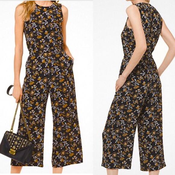 MICHAEL Michael Kors Navy Floral Jumpsuit with Belt - Picture 1 of 10